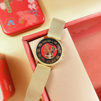 【FOSSIL】2023兔年新春款 機械錶 自動上鍊 鏤空 米蘭編織不鏽鋼手錶 紅x鍍金 44mm(ME3240)