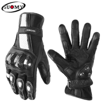SUOMY Motorcycle Gloves Leather Men Women Moto Riding Glove Vintage Long Cycling Gloves Off-Road Racing Equipment For Motorcycle