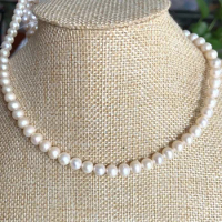 Stunning 18" AAA+ 6-7 MM South Sea NATURAL WHITE PEARL NECKLACE 14K GOLD CLASP