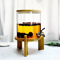家用玻璃酒缸 大容量竹蓋酒桶 帶水龍頭密封酒罐 透明玻璃酵素桶