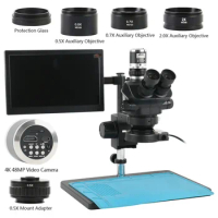 48MP 4K VGA HDMI USB Type-c Electronic Video Camera +7X 3.5x-100x Stereo Trinocular Microscope 11.6 inch IPS Display LCD Monitor