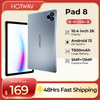 New HOTWAV Pad 8 Tablet Android 13 10.4'' FHD+ 2K Display 8GB+256GB 13MP Camera Pad T606 Octa-Core 7500mAh 2 in 1 Tablet PC