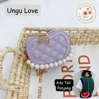 [Mr J] Tas Selempang Anak Perempuan Bentuk Love Lucu Cantik / Tas Rantai Linen Kecil Motif Love Lucu