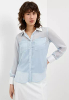 Pomelo See Through Buttoned Shirt - Light Blue