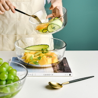 玻璃碗沙拉碗水果大號日式創意家用透明泡面碗湯料理無鉛套裝餐具