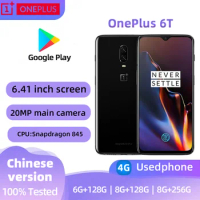 Oneplus 6T Mobile Phone 4G 6.41" 8GB RAM 128GB Dual SIM Full Screen Snapdragon 845 Android Original Used Phone
