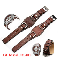 New design for fossil JR1401 JR1156 JR1157 24mm luxurious genuine leather strap tray gato watchband for men steel buckle belt