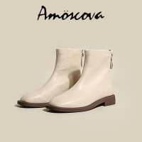 【Amoscova】和事現貨 女靴 真皮馬汀靴 超軟真皮女靴 素面短靴 中筒靴 重機靴 女鞋(1672)