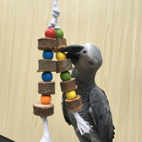 鸚鵡玩具秋千彩色串站架上啃咬/實木玩具/葵花/和尚金太陽灰鸚鵡