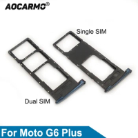 Aocarmo For Motorola Moto G6 Plus Dual &amp; Single Sim Card MicroSD Holder Nano Sim Card Tray Slot Replacement Part