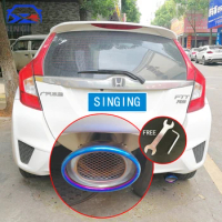 SINGINGaccessoir de muffler end pipe exhaust car tip Tail automobile decoration accessories For Honda Jazz Fit GE6 GE8 2014-2023