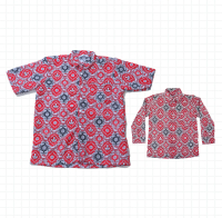 Baju Atasan Seragam Batik SD Motif Tunas Harapan Varian Warna Merah Tangan Panjang dan Pendek Pria B