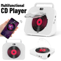 Portable CD Player Bluetooth Speaker Stereo FM Radio CD Players LED Screen Rechargeable Music Player With 3.5mm Headphones Jack