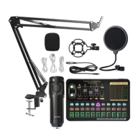 Professional Condenser Microphone BM800 Wireless Bluetooth V10 PRO Sound Card for PC Computer Phone Karaoke(Black)