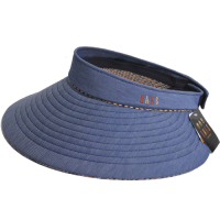 DAKS 經點品牌LOGO刺繡運動型可收式大帽緣遮陽帽(單寧藍色)