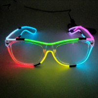 Novelty Colorful EL Wire LED Glowing Glasses Luminous Glasses With Lights Fluorescent Neon Glasses Eyewear Accessories