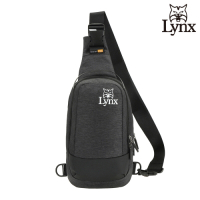 【Lynx】美國山貓極簡休閒防潑水布包單肩包 胸包 深灰