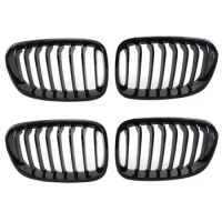2X Bright Black Front Kidney Grill Grille for Bmw F20 F21 1 Series 2011-2014
