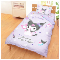【享夢城堡】單人床包雙人涼被三件組(三麗鷗酷洛米Kuromi 妝酷女孩-紫)