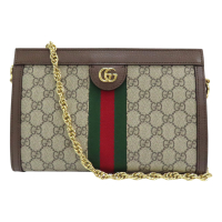 【二手名牌BRAND OFF】GUCCI 古馳 棕色 雙G 帆布 Ophidia 肩背包