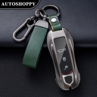 Metal Leather Car Key Case Cover For Porsche Cayenne 958 911 Lepin 996 Macan Boxster Panamera 997 944 924 Panamera 718 971 9YA