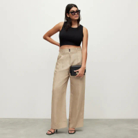 【ALLSAINTS】PETRA 高腰亞麻混紡打褶西裝長褲寬褲 WT004Y(寬褲版型)