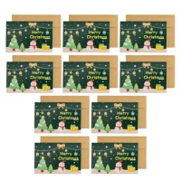10Pcs Beautiful Gift Message Cards with Envelope Rectangle Blessing Cards Christmas Tree Santa Claus Printing Greeting Cards
