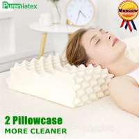 PurenLatex 60x38 Thailand Pure Natural Latex Orthopedic Pillow Neck Cervical Protective Spine Massage Remedial Body Pillows