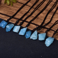 1PC Fashion Simple Aquamarine Blue Pendant Natural Quartz Stone Raw Crystals For Men Women Jewelry Purple Mineral Specimen Gift