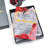 Red Flower Princess Wedding Cards Model Plexiglass Laser Cut UV Printing Personalize Model Price