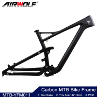 Airwolf T1000 Carbon MTB Frame PF30 Full Suspension Carbon Bike Frame 142*12mm Carbon Disc Brake Bicycle Frame 15 17 19inch