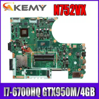 Akemy N752VX I7-6700HQ CPU GTX950M/4GB laptop motherboard For Asus N752 N752V N752VX N752VW laptop Motherboard 90NB0AY0-R00020