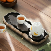 粗陶茶盤小型家用新款蓄水干泡臺托盤輕奢現代功夫茶臺排水式