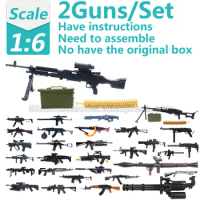 1/6 1:6 Scale Action Figures Assembly 4D Gun Model Machine Gun M240 AK47 Tactical Weapon Plastic Submachine Gun Rifle Shotgun
