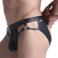 Men Underwear Jockstrap Mens Thongs And G Strings PU Leather Sexy Underwear Men Erotic Penis Men's Thongs String Homme