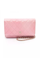 Chanel Pre-Loved Chanel matelasse chain wallet lambskin pink gold hardware