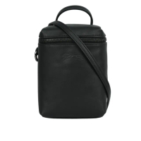 【LONGCHAMP】Le Pliage Xtra XS 小牛皮拉鍊迷你手提/斜背二用包(黑色)