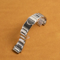 20mm Stainless Steel Watchband Strap Fold Buckle Clasp Wrist Belt Bracelet Silver For Seiko Watch Accessories Brushed