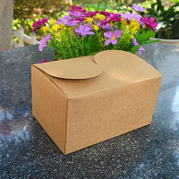 20Pcs/Lot 15.5*10.5+8.5cm Kraft Paper Snack Cookie DIY Gift Packaging Box, Kraft Muffin Biscuits Candy West Point Cake Event Box