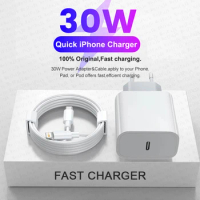 For Apple Original Quick 30W USB Type C Charger For iPhone 13 12 11 14 Pro Max XS XR X 7 8 Plus iPad Fast Charging iPhone Cable