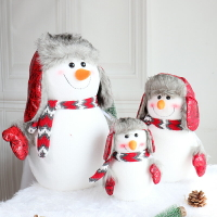圣誕樹裝飾雪人娃娃堆頭三口之家套裝新款雷鋒帽布偶創意小禮品