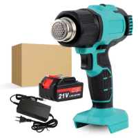 Electric Heat Gun Rechargeable Cordless for Makita 18V Battery 300-550℃ Temperature Adjustable Handheld Hot Air Gun with Nozzles