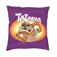 Taz Mania Tasmanian Devil Cushion Covers Sofa Home Decor Cartoon Comic Square Pillow Cover 40x40cm