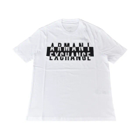 【EMPORIO ARMANI】A│X Armani Exchange經典黑白字母LOGO造型純棉短袖T恤(XS/S/M/L/白x黑字)