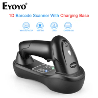 Eyoyo Wireless Handheld Barcode Scanner 1D With USB Cradle Receiver Charging Base And Button Control Portable Bar Codes Reader