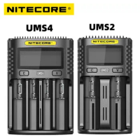 Original NITECORE UMS4 UMS2 VC4 LCD Smart Universal Battery QC Charger for Li-ion/IMR/INR/ICR/LiFePO4 18650 14500 26650 AA