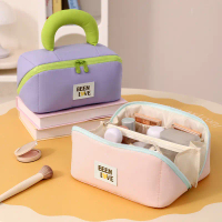 Waterproof cosmetic bag portable travel bag Large cosmetic bag Divided storage compartments Nylon co