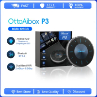OTTOCAST PICASOU 3 CarPlay AI TV Box to Wireless Android Auto Car Play Android 12 for Toyota Kia Hyundai VW Car Accessories