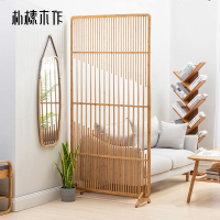 日式竹子屏風隔斷客廳家用簡約實木格柵折疊移動入戶玄關落地座屏