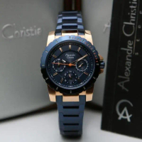 ALEXANDRE CHRISTIE AC 6141 AC6141 WANITA ROSEGOLD FULL BLUE ORIGINAL